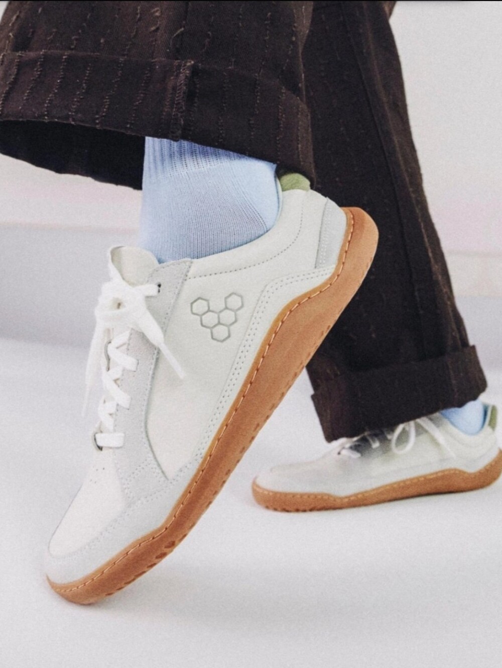 Vivobarefoot Gobi Leather Limestone Dusty Green Sneakers 46